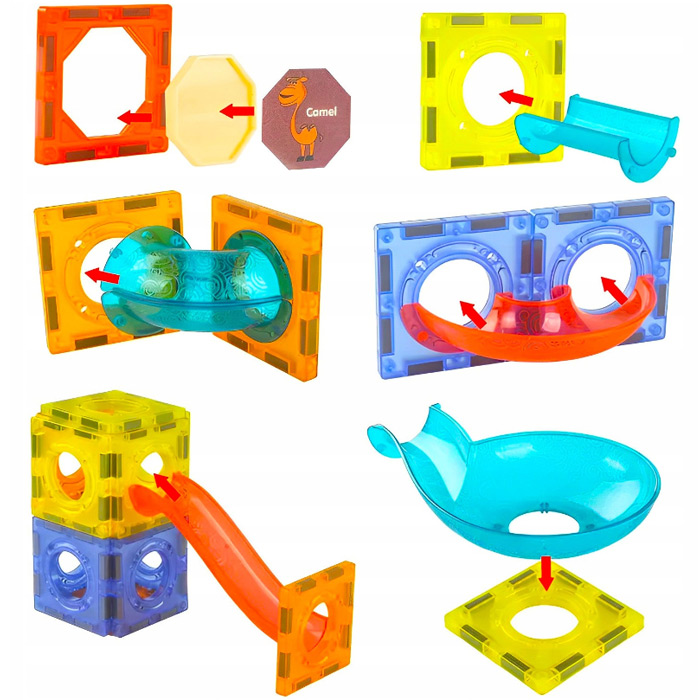 Magnetická guľôčková dráha so svetlom (75 ks)