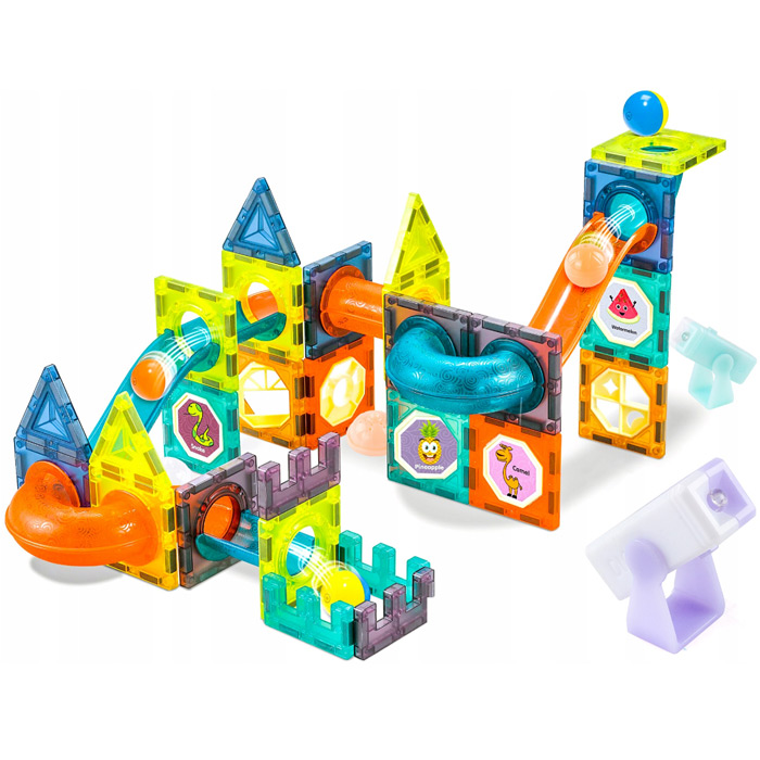 Magnetická guľôčková dráha so svetlom (75 ks)