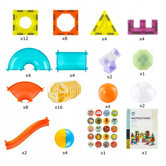 Magnetická guľôčková dráha so svetlom (75 ks)