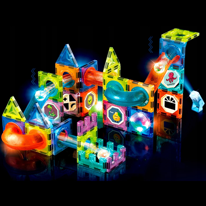 Magnetická guľôčková dráha so svetlom (75 ks)