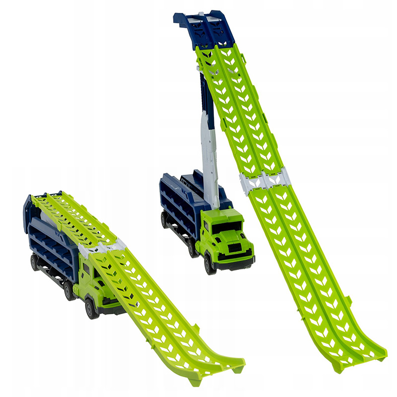 Ťahač TIR so sklznou dráhou a parkovaním + 6 autíčok