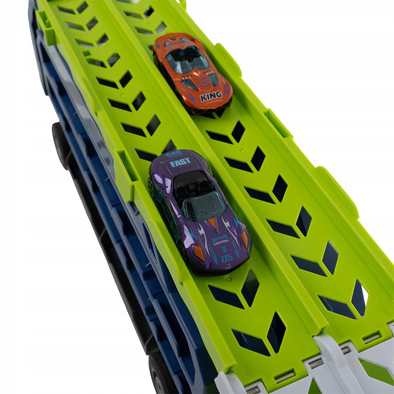 Ťahač TIR so sklznou dráhou a parkovaním + 6 autíčok