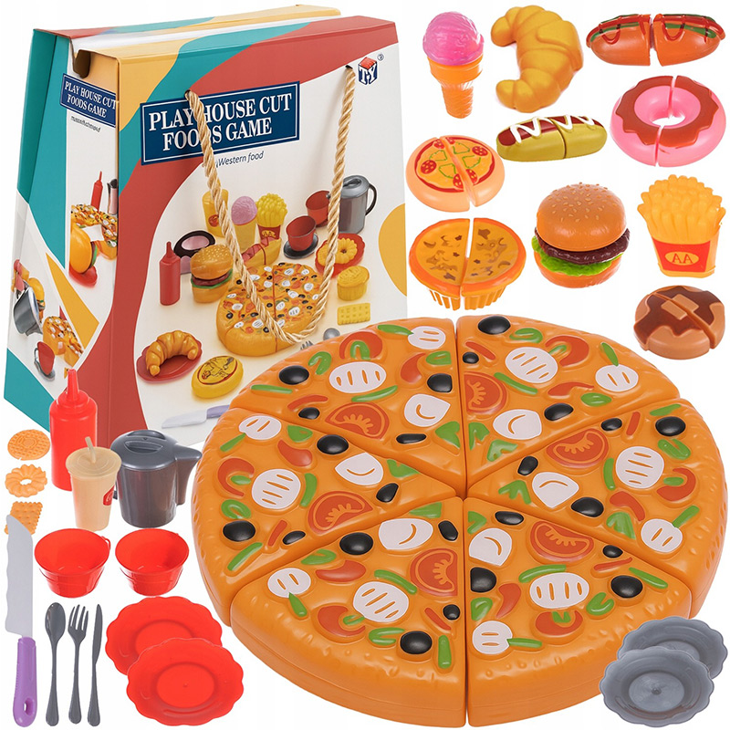 Detský Fast Food set - Pizza, hot-Dog, hamburger (42 dielov)