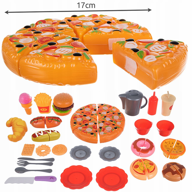 Detský Fast Food set - Pizza, hot-Dog, hamburger (42 dielov)