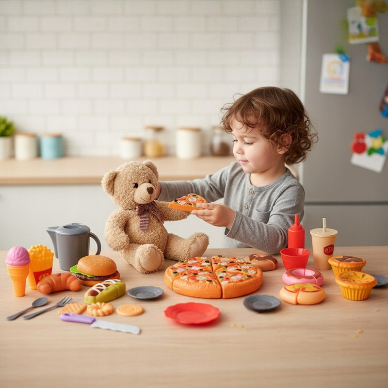 Detský Fast Food set - Pizza, hot-Dog, hamburger (42 dielov)