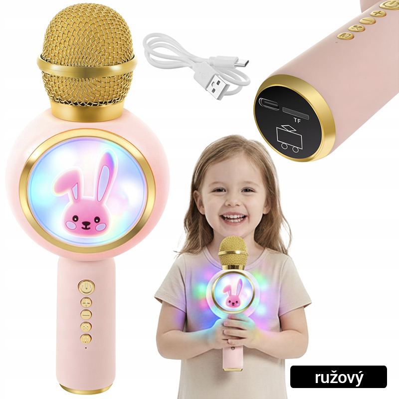 Bluetooth karaoke mikrofón s reproduktorom - Zajačik (rôzne farby)