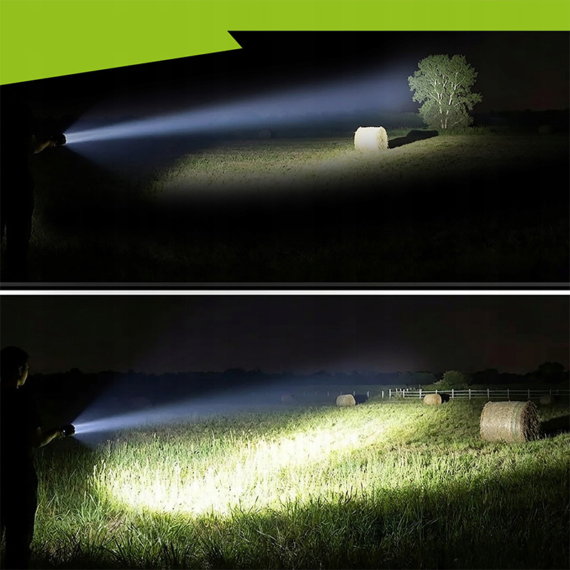 Výkonná LED baterka 800 lm - zoom, vodeodolná, 5000 mAh powerbanka